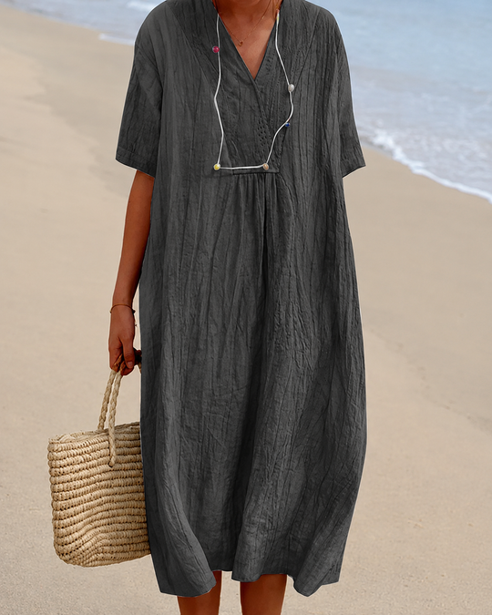 Damen Strandkleid Lässig V-Ausschnitt Sommerkleid