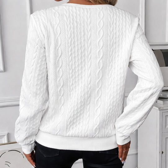 Damen Sweatshirt Halb-Reißverschluss Strukturierter Stoff Leicht Dehnbar 