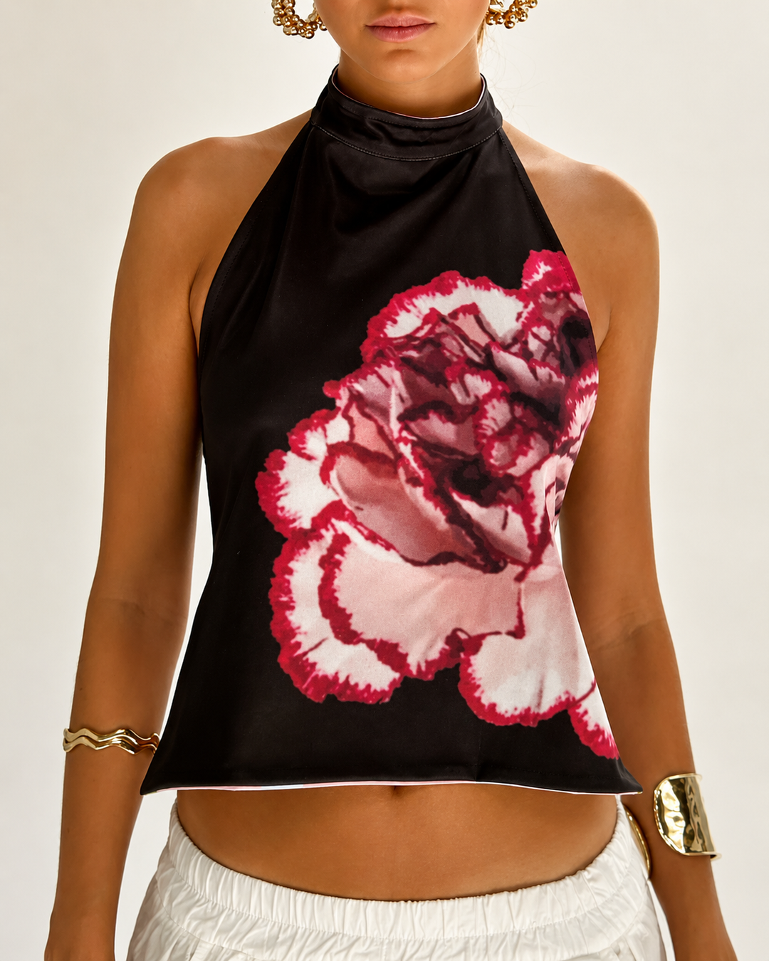 Damen Tanktop mit Rückenausschnitt und Print