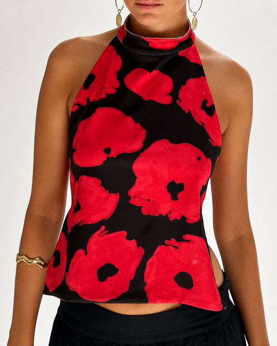Damen Tanktop mit Rückenausschnitt und Print
