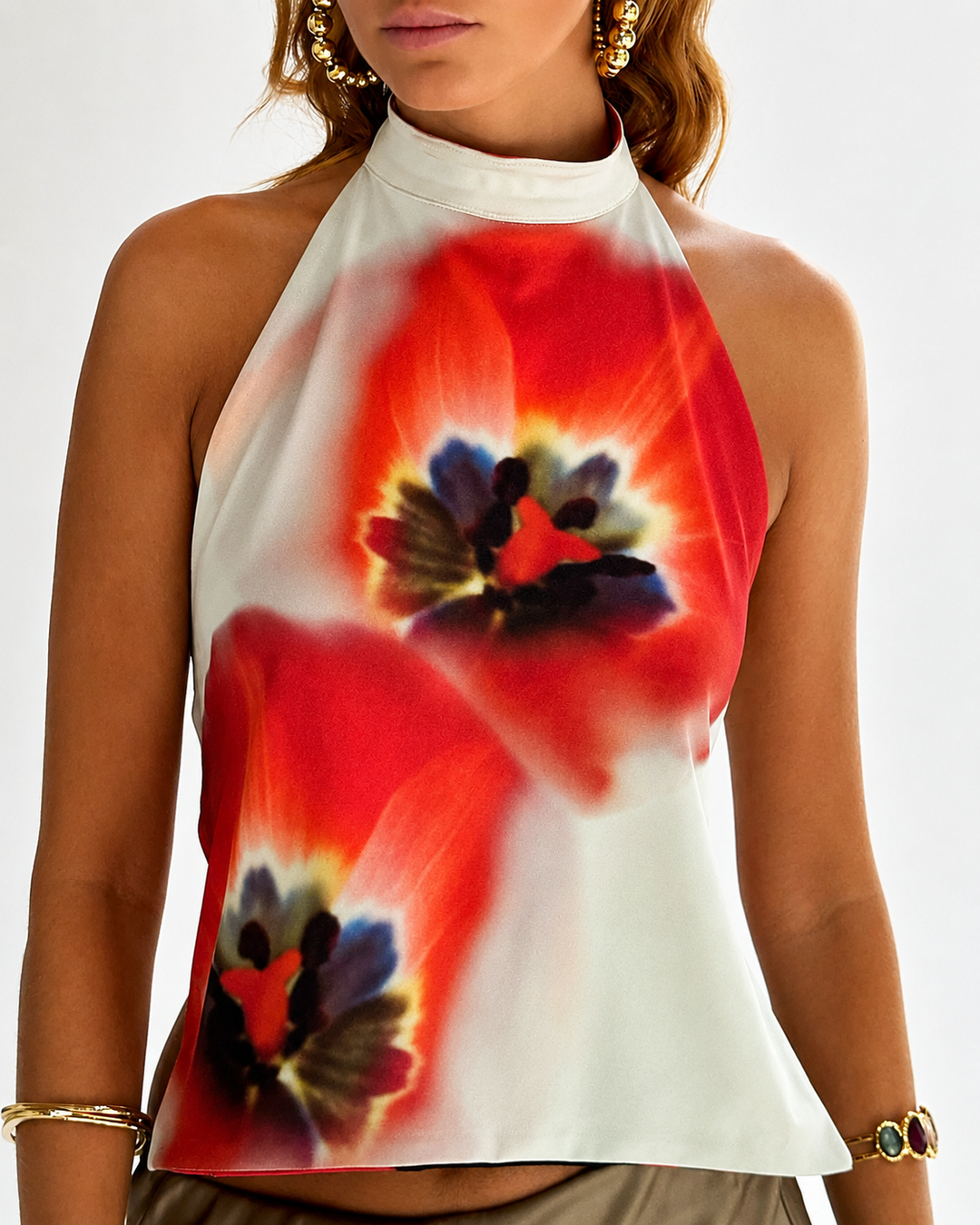 Damen Tanktop mit Rückenausschnitt und Print