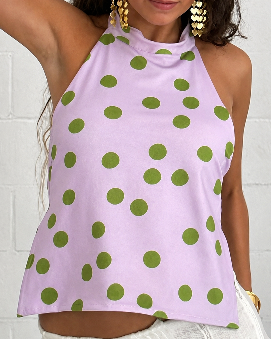 Damen Tanktop mit Rückenausschnitt und Print