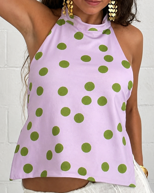 Damen Tanktop mit Rückenausschnitt und Print