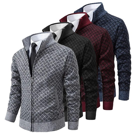 Herren Strickjacke Jacquard Stil Weiches Material-5