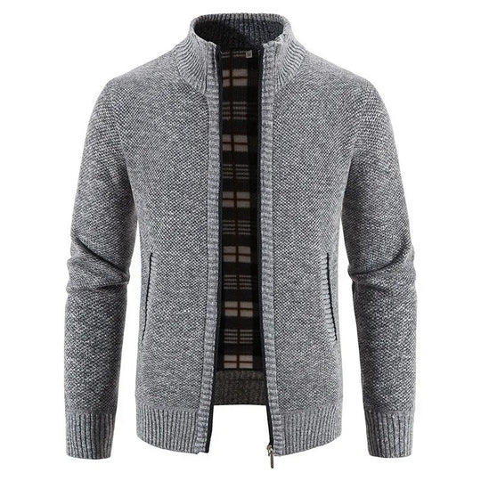 Warme Herren-Fleece-Strickjacke mit Reißverschluss
