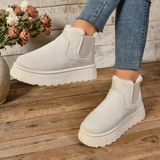Pelzplüsch-Stiefeletten für Frauen