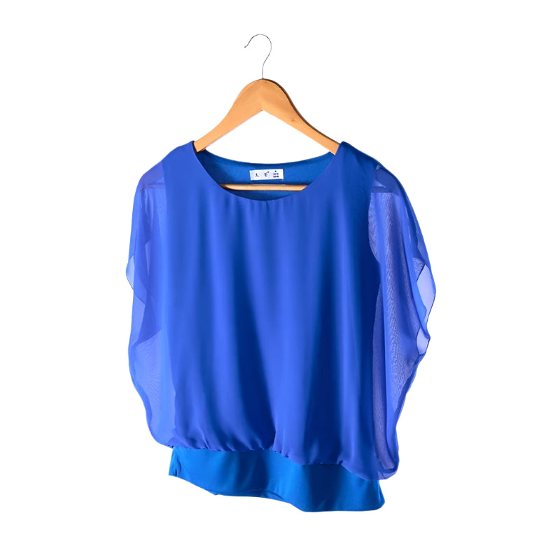 Frauen Rüschenärmel Chiffon Bluse