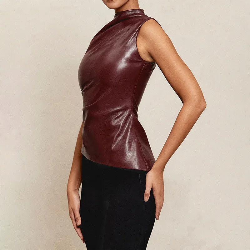 Ärmelloses Damen-Tanktop aus Leder