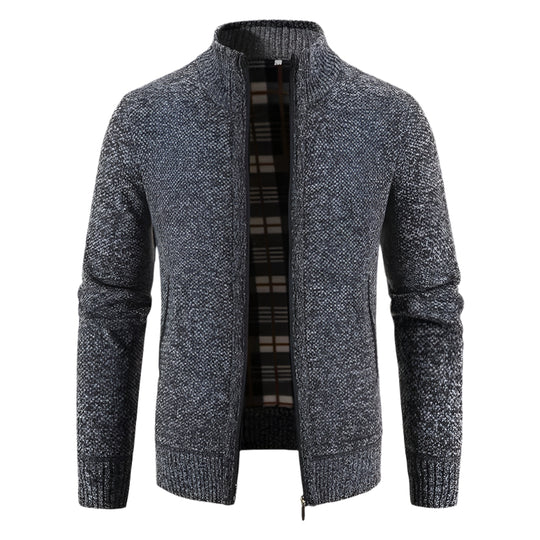 Warme Herren-Fleece-Strickjacke mit Reißverschluss