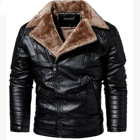 Herren Lederjacke mit Fellkragen