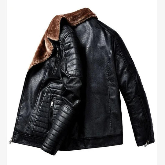 Herren Lederjacke mit Fellkragen