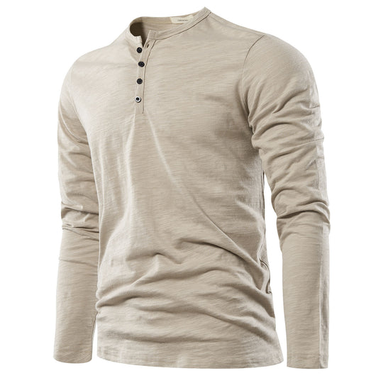 Langärmeliges T-Shirt mit Henley-Ausschnitt für Männer
