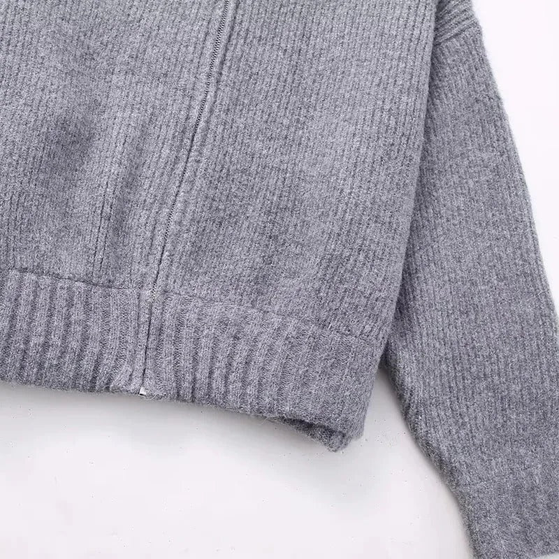 Damen-Strickpullover mit Reißverschluss