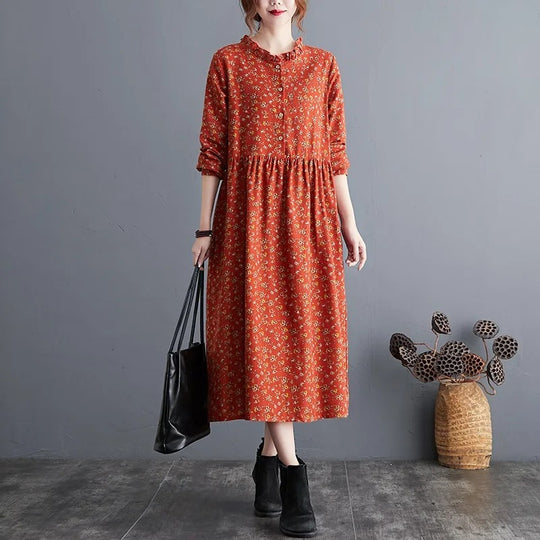 Damen Vintage Floral Kleid mit Rüschen