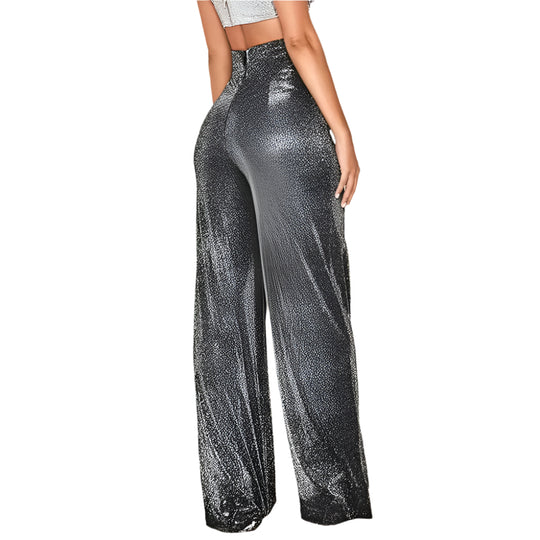 Damenhose mit hoher Taille und weitem Bein