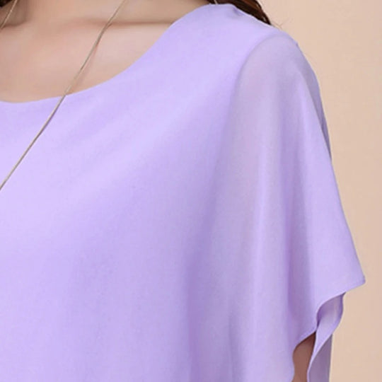 Frauen Rüschenärmel Chiffon Bluse