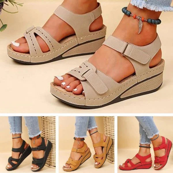 Damen Sandalen Schwarz Orthopädisch Bequem Gummi für Sommerschuhe-1