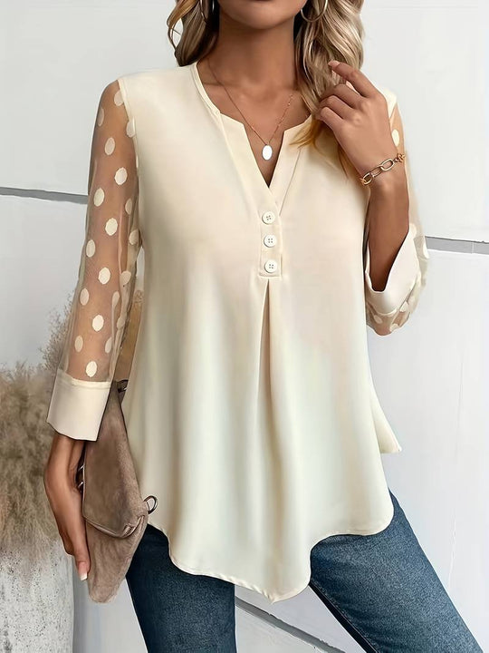 Variant image for Damen Langarm-Top mit gekerbtem Ausschnitt Eleganz-1