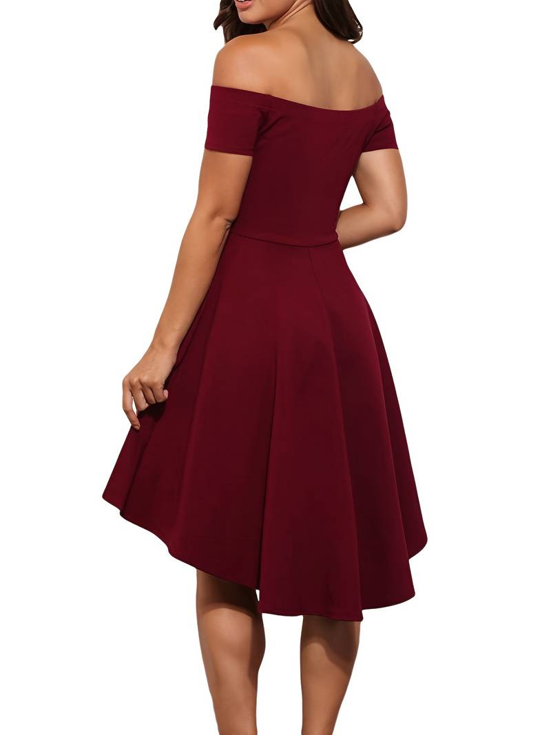 Damen Abendkleid Off-the-Shoulder Elegante Silhouette Hochwertiger Stoff 6