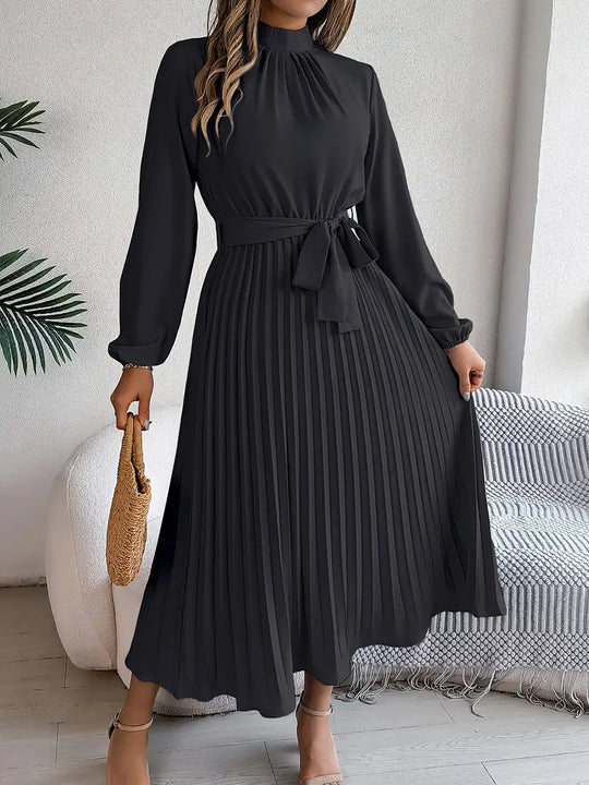 Variant image for Damen Kleid Stehkragen Faltengürtel Hochwertiger Stoff-41