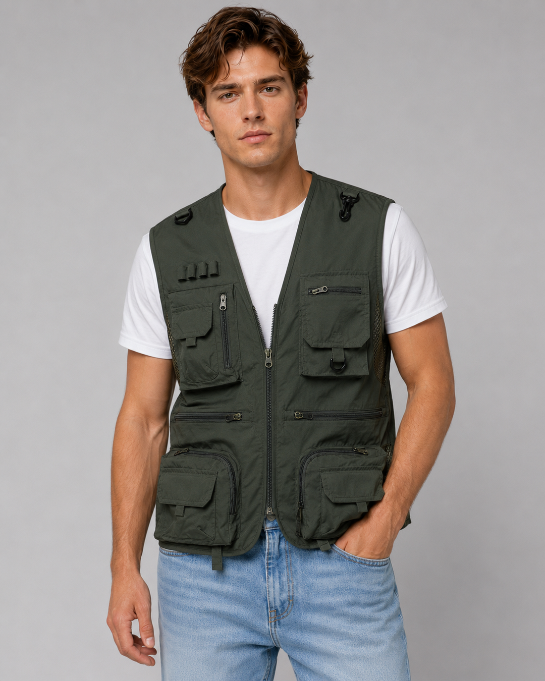 Herren Weste Outdoor Funktionsweste Viktor mit Taschen für Angeln Wandern Camping