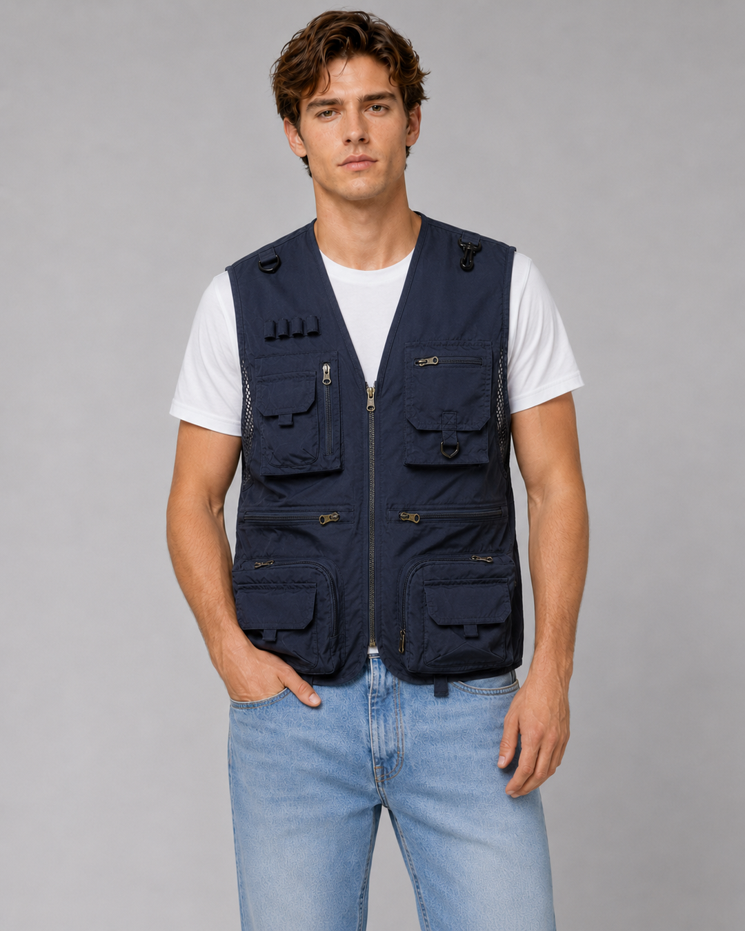Herren Weste Outdoor Funktionsweste Viktor mit Taschen für Angeln Wandern Camping