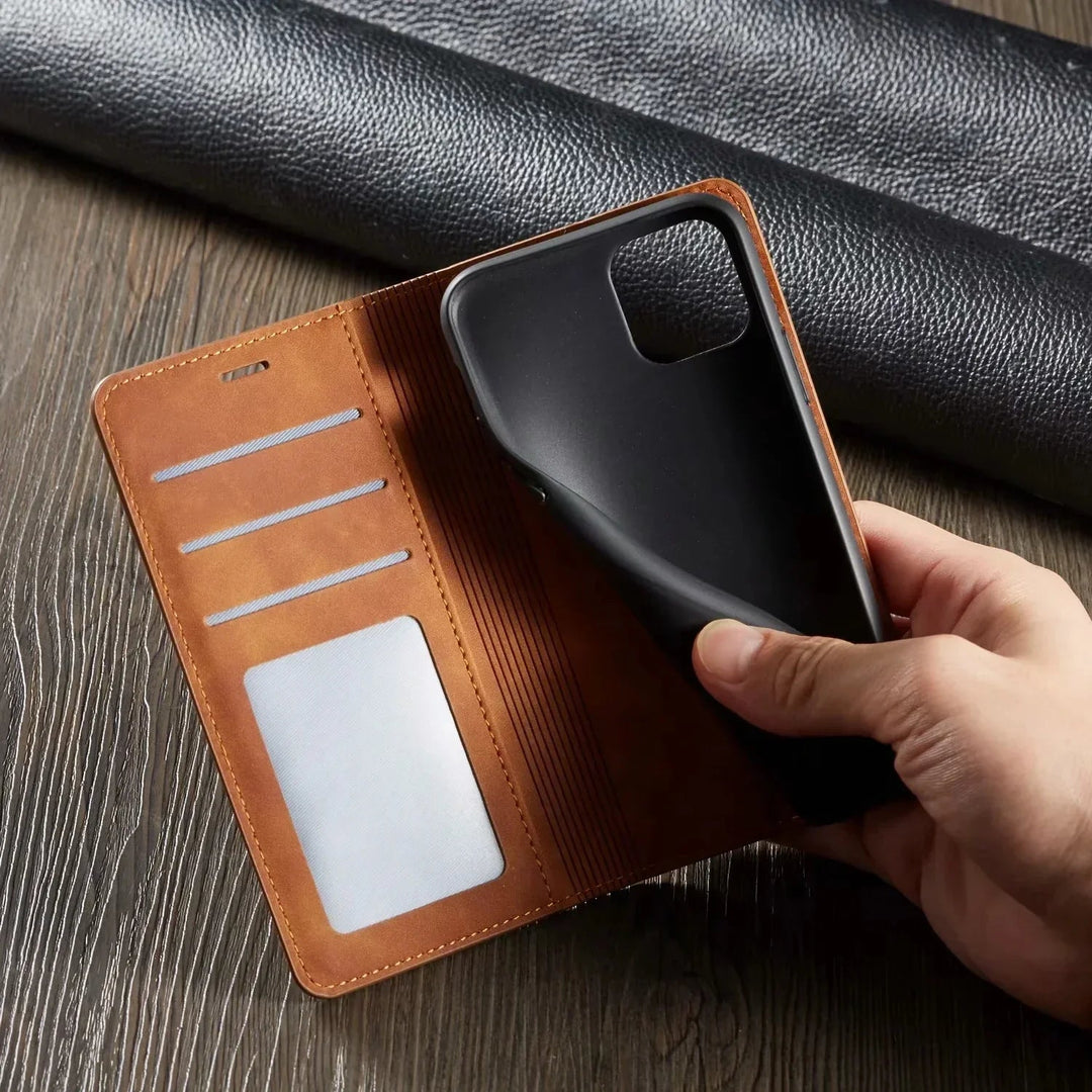 iPhone Hülle Magnetverschluss Leder Stilvoll 2