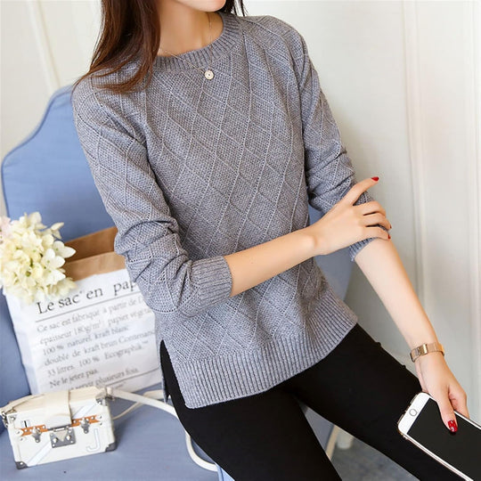 Damen-Strickpullover in Volltonfarben