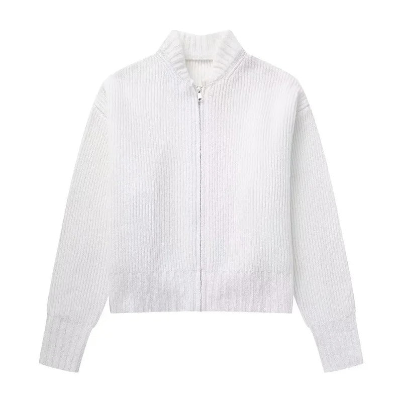 Damen-Strickpullover mit Reißverschluss