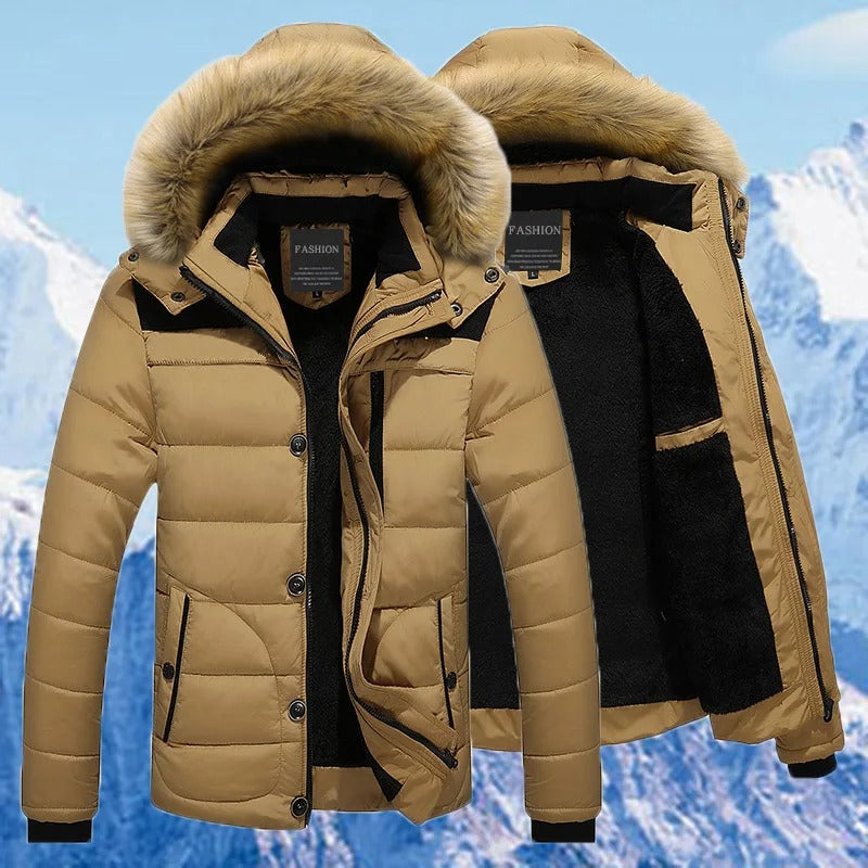 Herren-Parka aus Fleece-Daunen-Baumwolle
