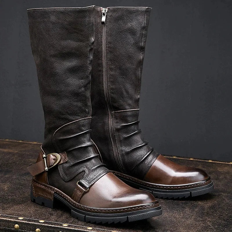 Herren Stiefel Hoch Elegantes Leder Design-1