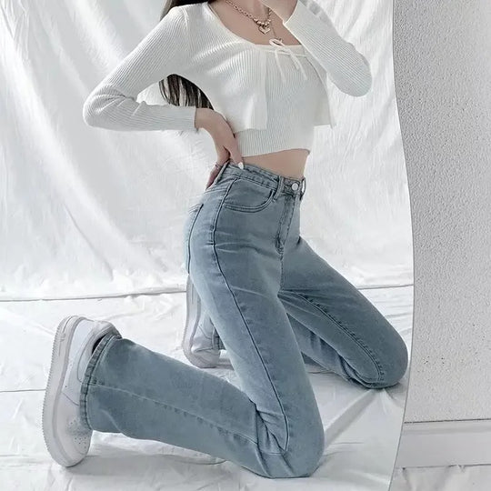 Dames High Waist Slim Fit Flared Broek