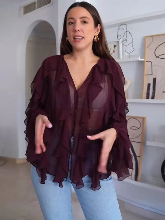 Damen durchsichtige Bluse mit Lagenlook
