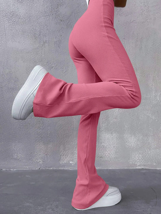 Gerippte Damenhose mit hoher Taille