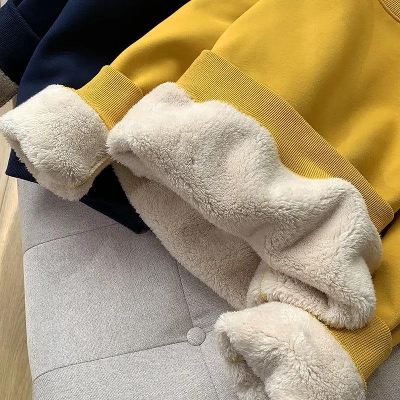 Fleece gefüttertes Rundhals-Sweatshirt für Frauen