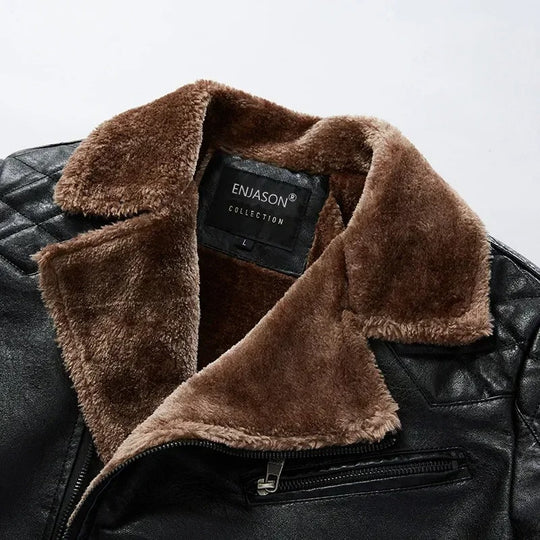 Herren Lederjacke mit Fellkragen