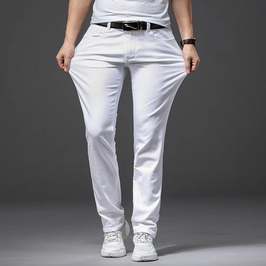 Klassische weiße Slim Fit Herrenjeans