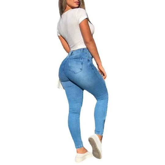 Schmal geschnittene Cargo-Denim-Hose für Damen