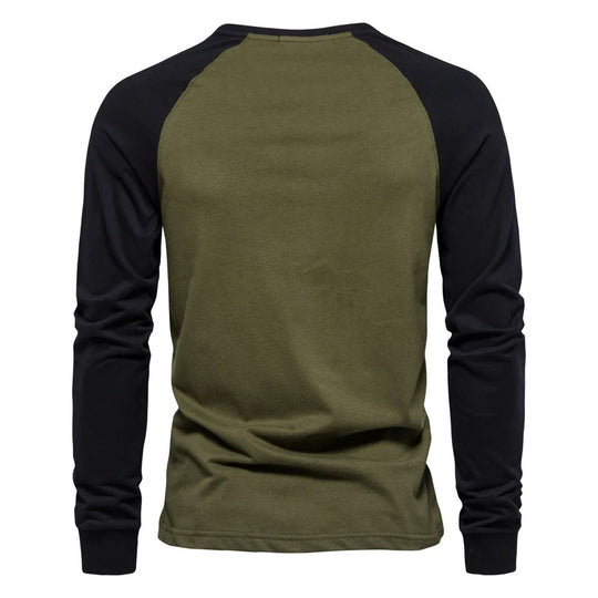 Langärmeliges Patchwork-T-Shirt für Männer