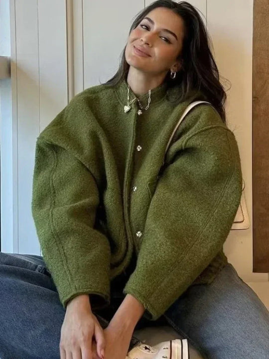Tweed Oversized Bomberjacke für Damen