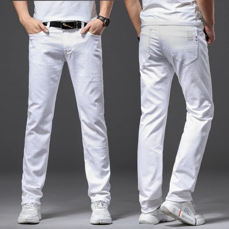 Klassische weiße Slim Fit Herrenjeans
