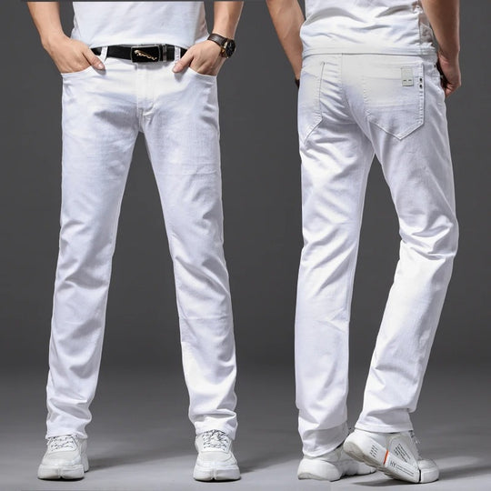 Klassische weiße Slim Fit Herrenjeans