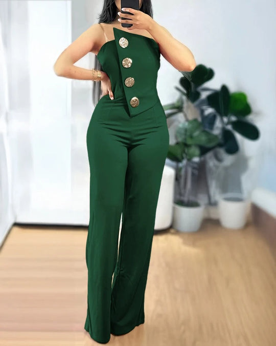 Asymmetrischer trägerloser Bandeau-Overall