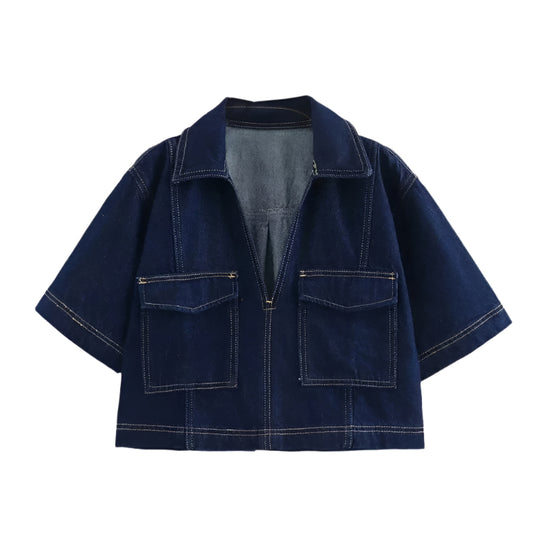 Damen Denimrock &amp; Kurzarm-Crop-Shirt