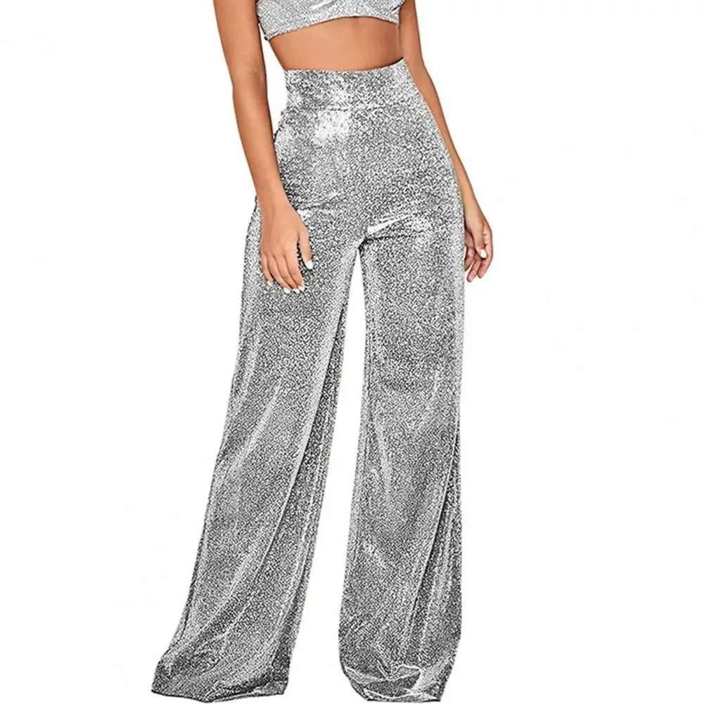 Damenhose mit hoher Taille und weitem Bein