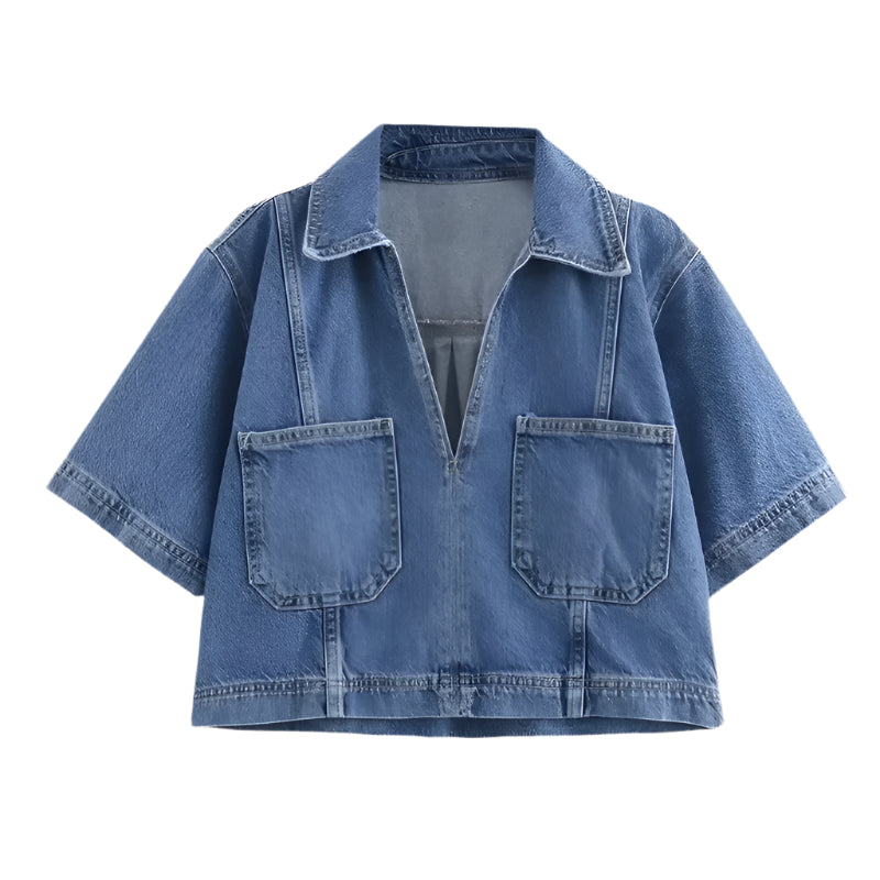 Damen Denimrock &amp; Kurzarm-Crop-Shirt