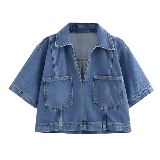 Damen Denimrock &amp; Kurzarm-Crop-Shirt