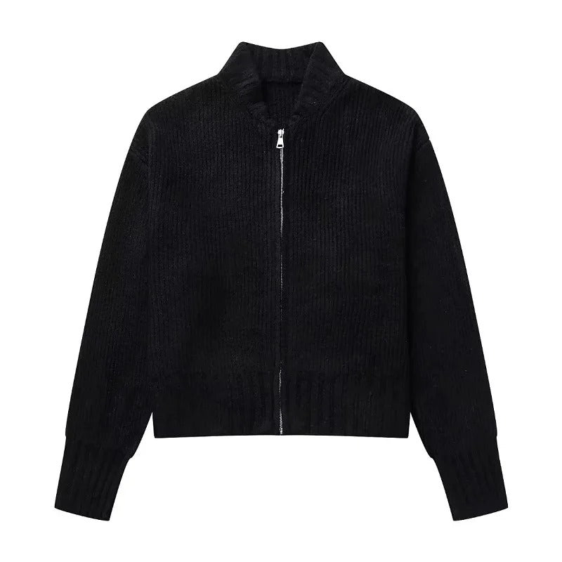 Damen-Strickpullover mit Reißverschluss