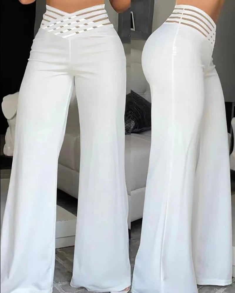 Auslaufende Hose mit gekreuztem Mesh-Patch für Damen