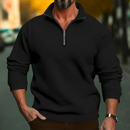 Herren-Sweatshirt mit halbem Reißverschluss und Stehkragen